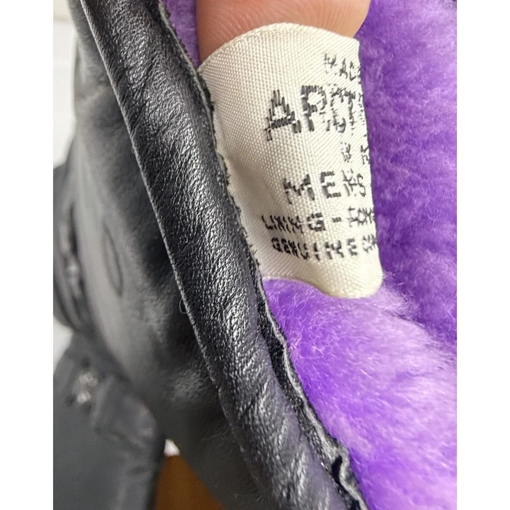 Arctic Cat Vintage 70s Cowhide Leather Snowmobile Mittens Mens S Purple Ski